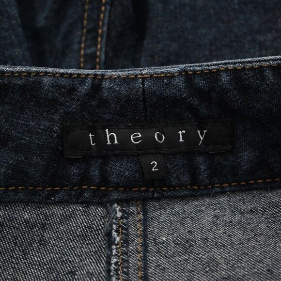 Vtg THEORY Jeans Womens Sz 2 Flare Trouser Dark Wash Low Rise Stretch Office Y2k - Picture 8 of 10